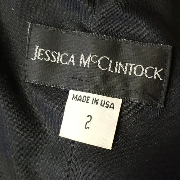 Jessica McClintock 2 Vintage Lace Overlay Mermaid Dress Strapless in Black - Picture 9 of 12